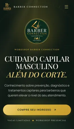 Captura da página inicial de Barber Connection no celular