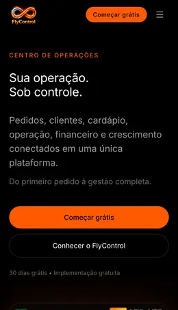 Captura da página inicial de FlyControl no celular