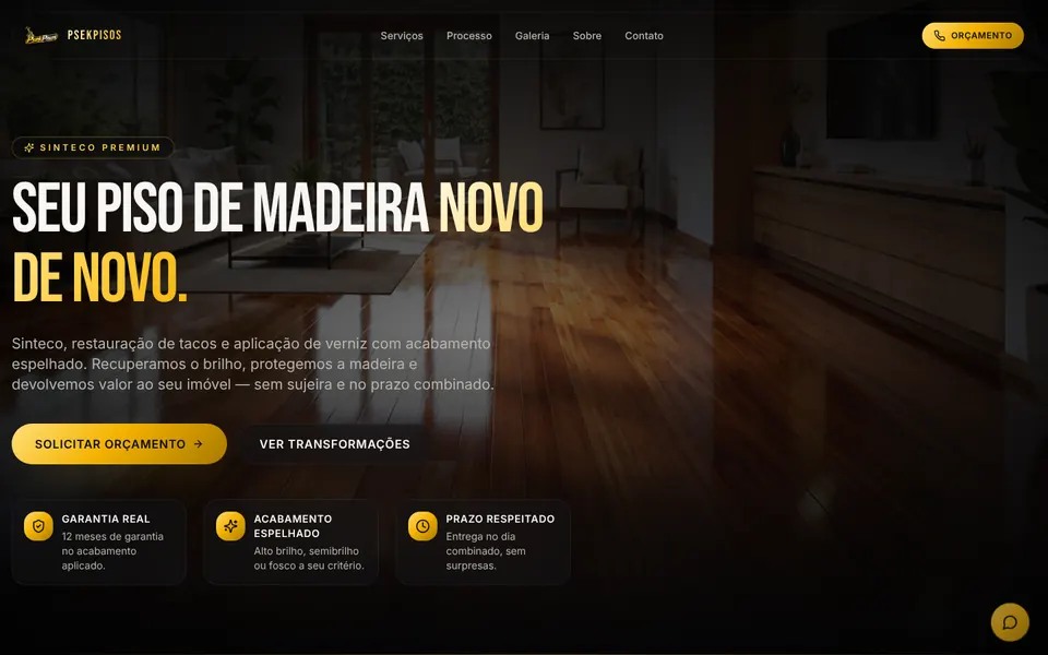 Captura da página inicial de PsekPisos no computador