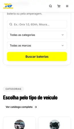 Captura do catálogo de TG Baterias no celular